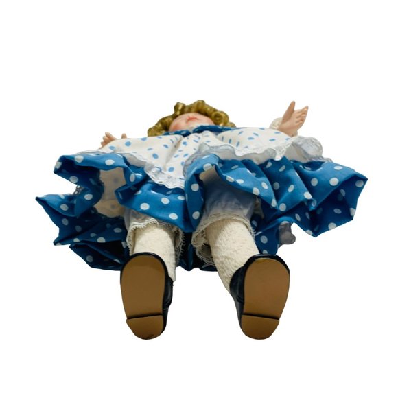 Designs by Yoko Porcelain Doll Blue Polka Dot Dress Girl 16" State Fair Edition - Picture 7 of 11